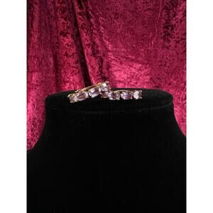 Vintage Gold Plated 925 Silver Hoop Earrings – Oval Faceted Pink Topaz Gemstones